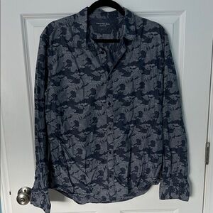 Men's Calvin Klein Blue Camouflage Button-Up Shirt
